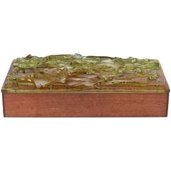 Mid-Century Wood & Fused Art Glass Higgins Style Box by Robert Brown 2