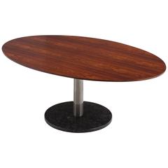 Alfred Hendrickx Pedestal Dining Table in Rosewood and Marble