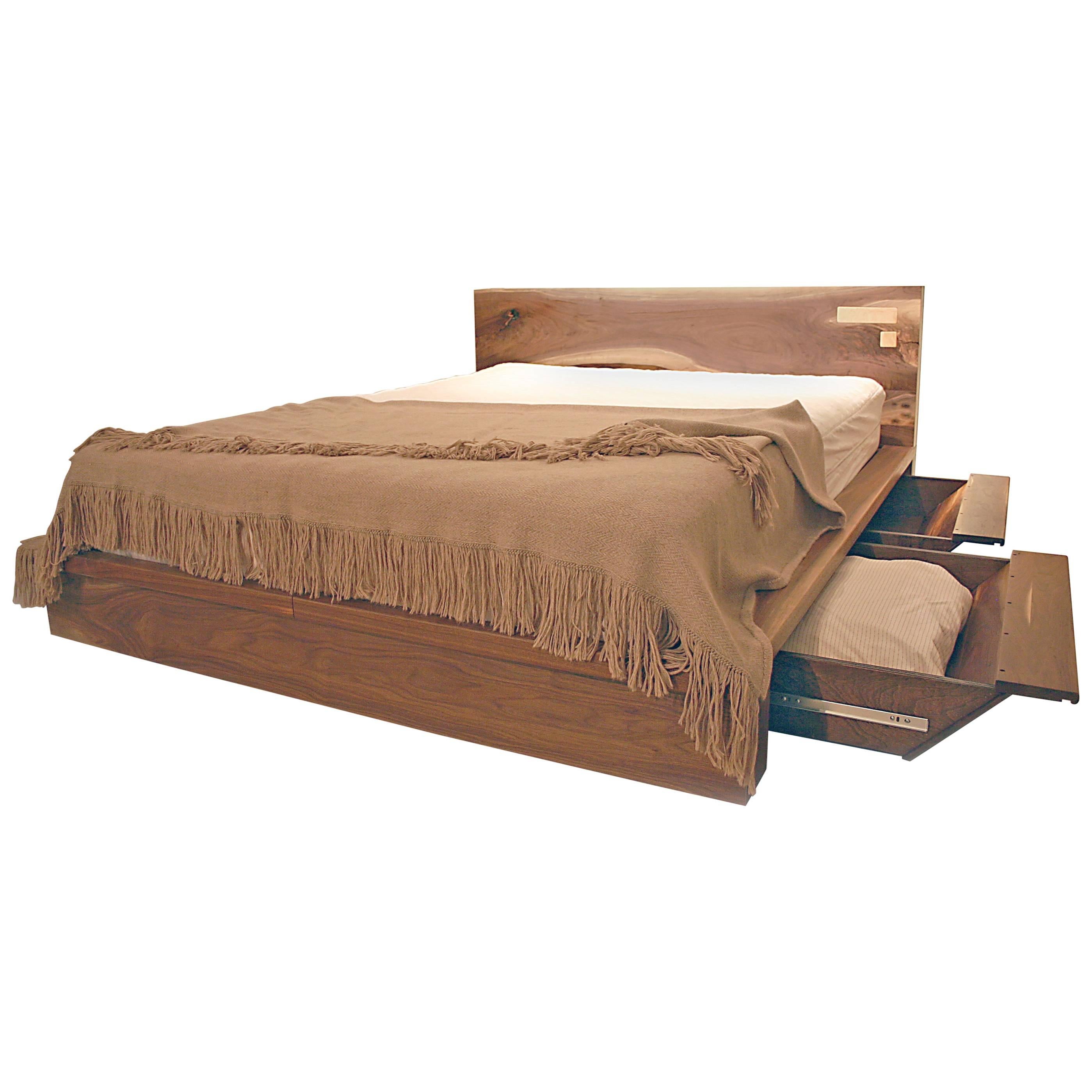 Shimna Liffey Platform Bed with Hidden Storage Drawers, Queen-Size For Sale