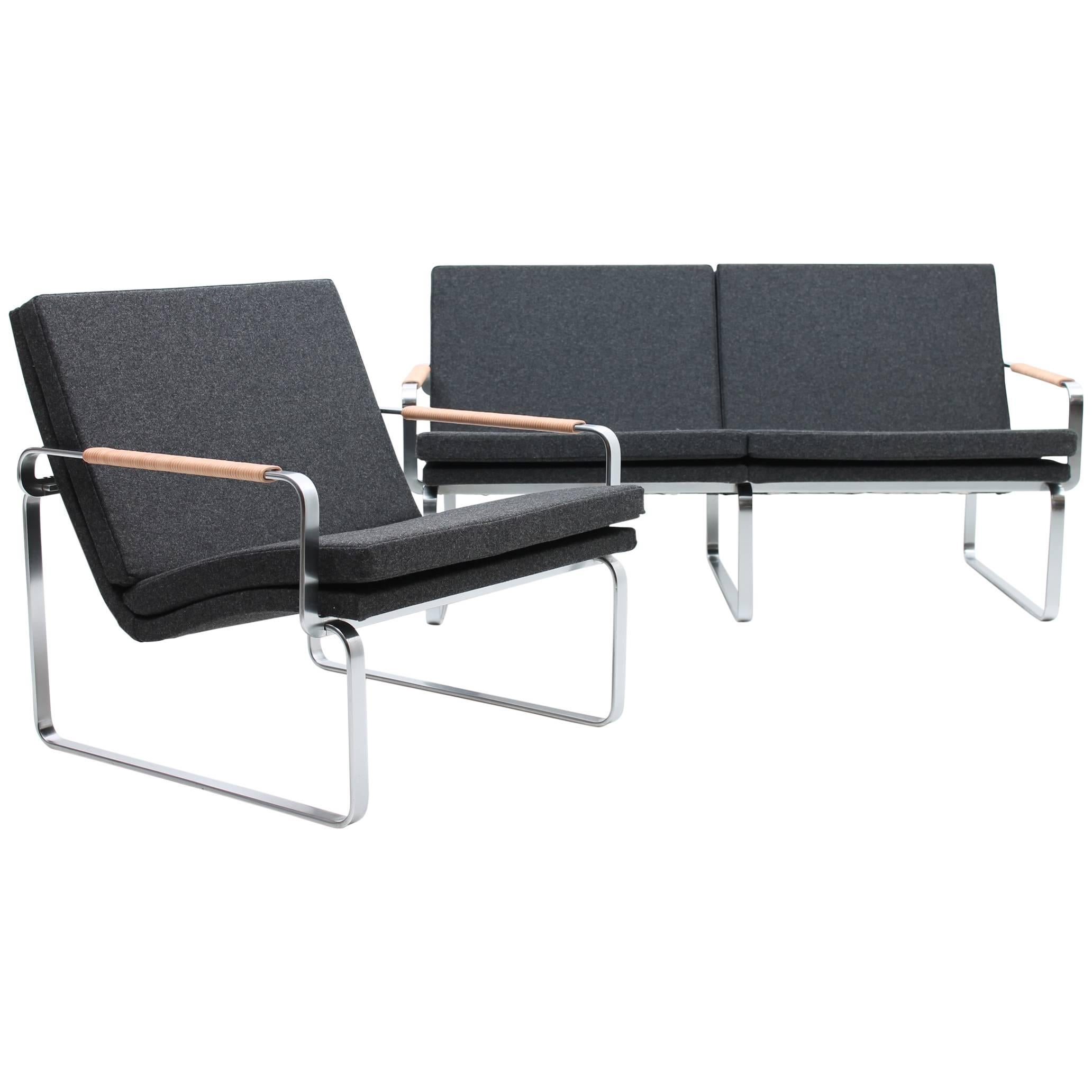 Rare Charcoal Gray Sofa and Chair Set by J.Lund & O. Larsen for Bo-Ex BO-911 For Sale