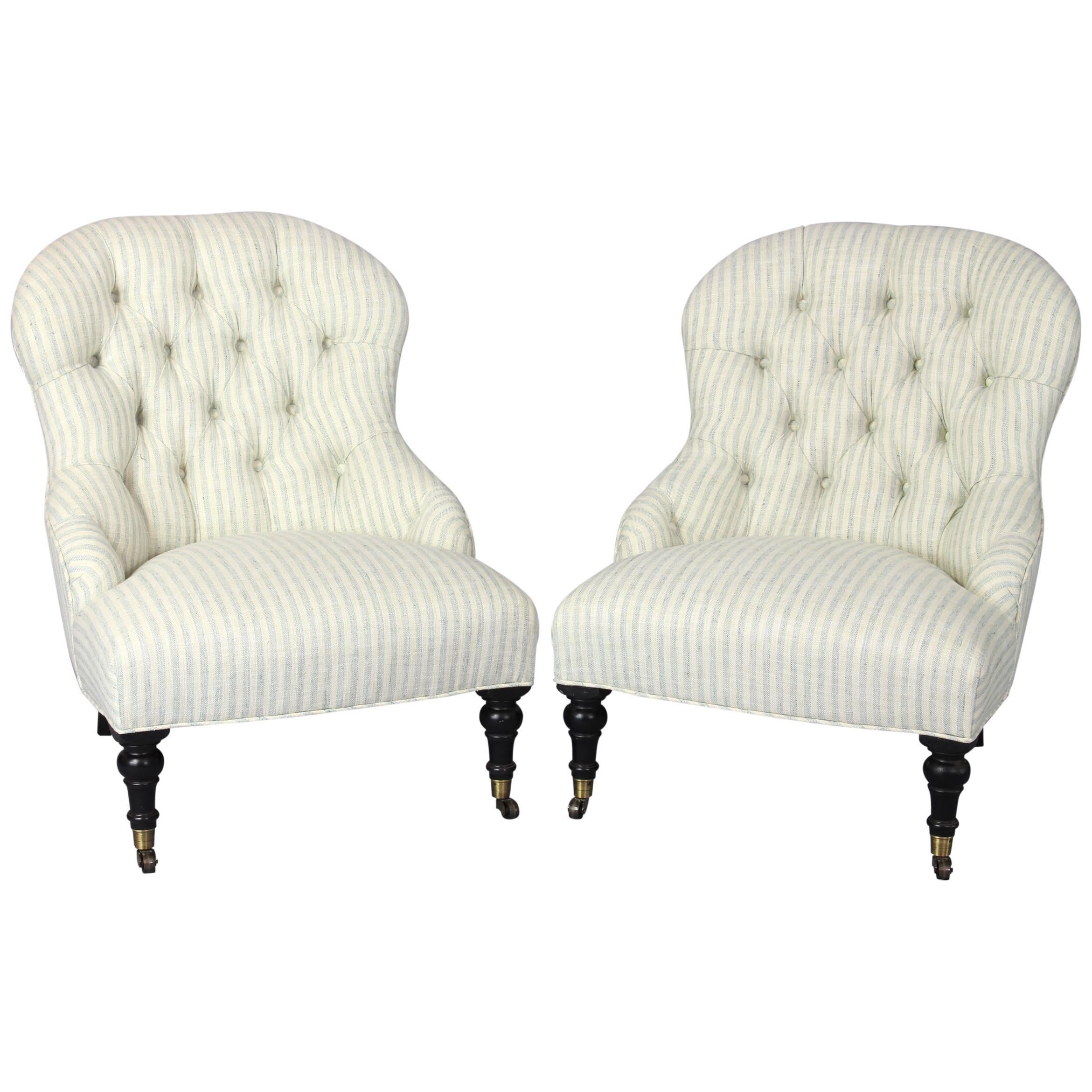 Pair of Edwardian Style Slipper Chairs