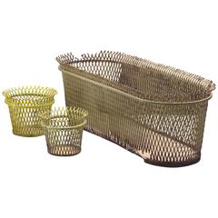 Mathieu Matégot Set of Three Metal Planters, France, 1950s 4