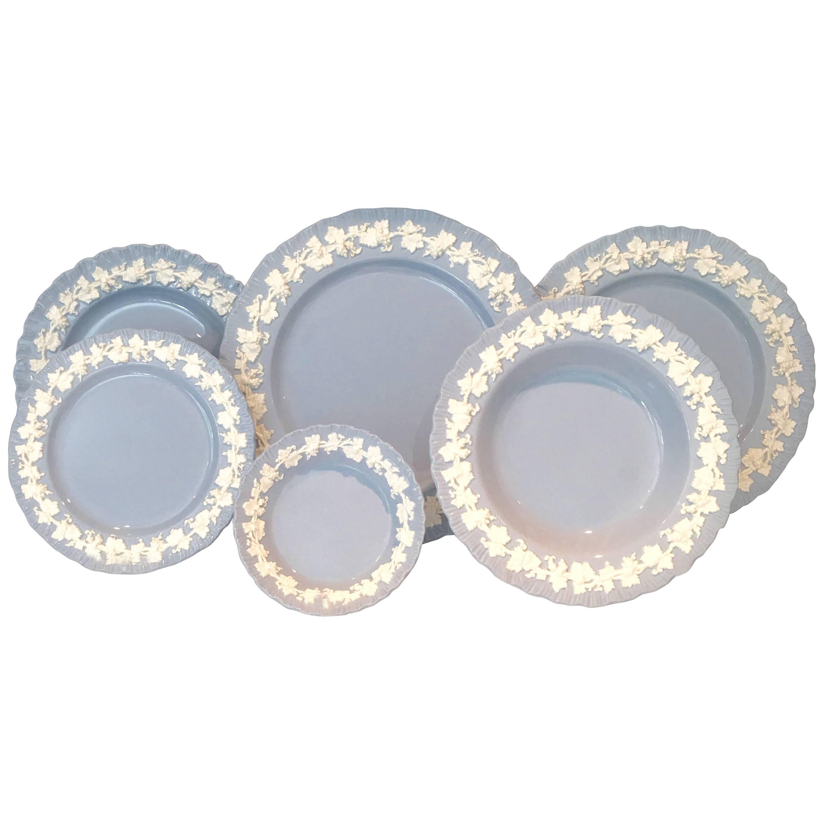 1950s Wedgwood England Embossed Queens-Ware, Set of 36