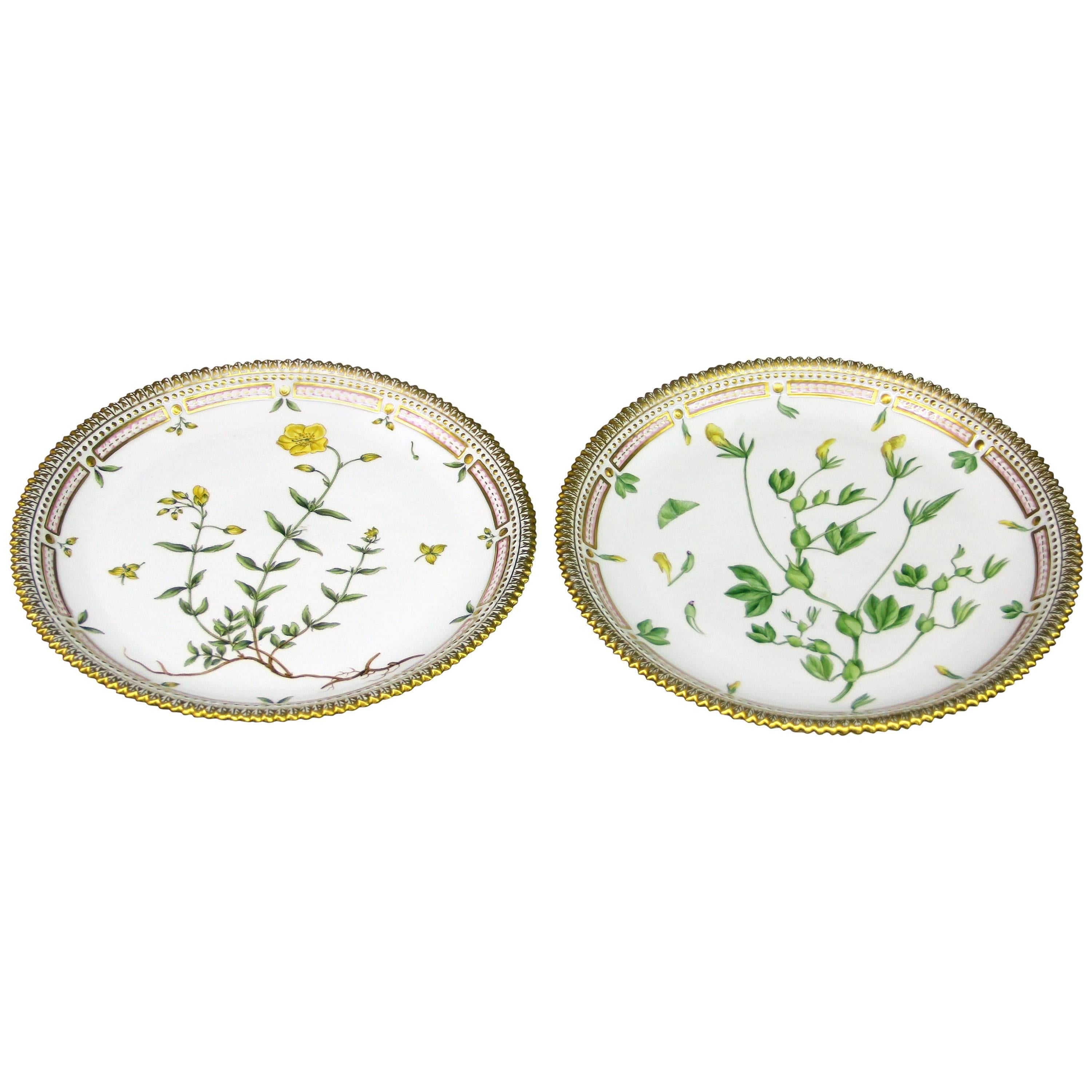 Pair of Royal Copenhagen Flora Danica Round Platters