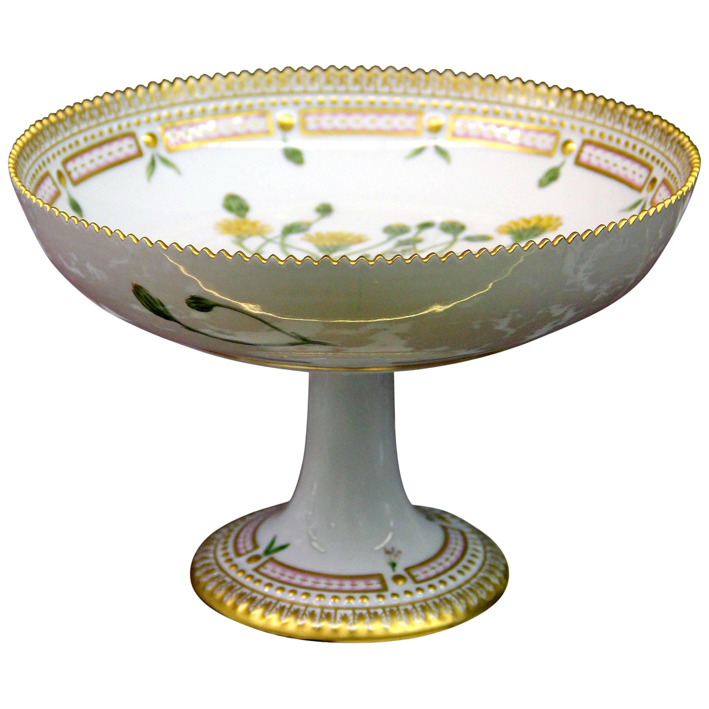 Royal Copenhagen Flora Danica Round Cake Plate on High Foot