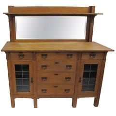 Antique Arts and Crafts Mission Oak Sideboard Buffet