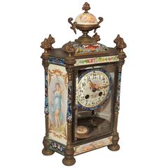 Wonderful French Louis XVI Enameled Cloisonne Ormolu Bronze Sèvres Mantle Clock