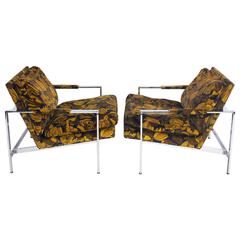 Clean Lined Chrome Lounge Chairs by Milo Baughman