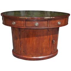 English Mahogany Oval Sea Captains Leather Top Desk, Circa 1800 8