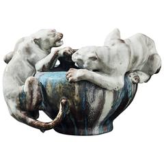 "Panther Dominance" Art Nouveau Cachepot by Pierre-Adrien Dalpayrat 3