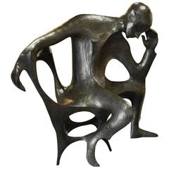 Large Bronze Sculpture by Harry Marinsky 'The Listener, ' 1969