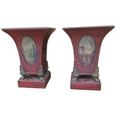 One Pair of English Tole Cachet Pot 6