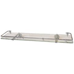 Antique Nickel-Plated Glass Bath Shelf with Rail by Brasscrafters, circa 1905