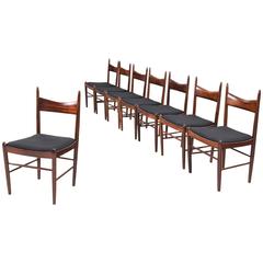 Set of Eight Dining Chairs in Solid Rosewood Attributed to Illum Wikkelsø 11