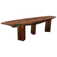 Custom Postmodern Oak and Walnut Bench / Table circa 1975, United States
