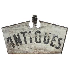 Antique Hand-Painted Double-Sided Wood Sign "ANTIQUES" 5