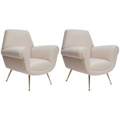 Fully Restored Pair of 1950s Italian Lounge Chairs by Gigi Radice for Minotti