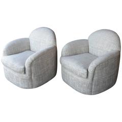 Pair of Milo Baughman Swivel Armchairs