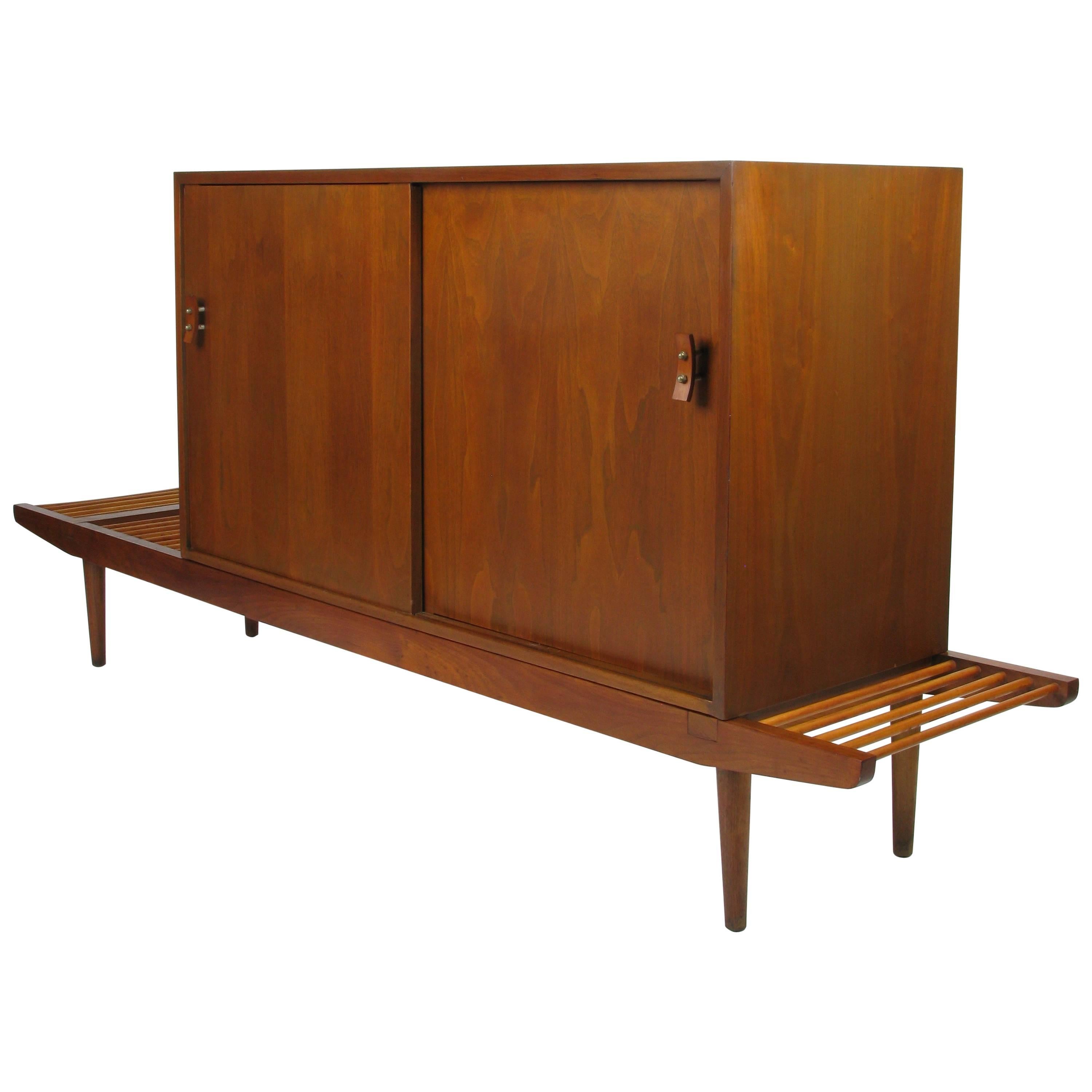 Milo Baughman Bench with Stanley Young Sideboard by Glenn of California For Sale