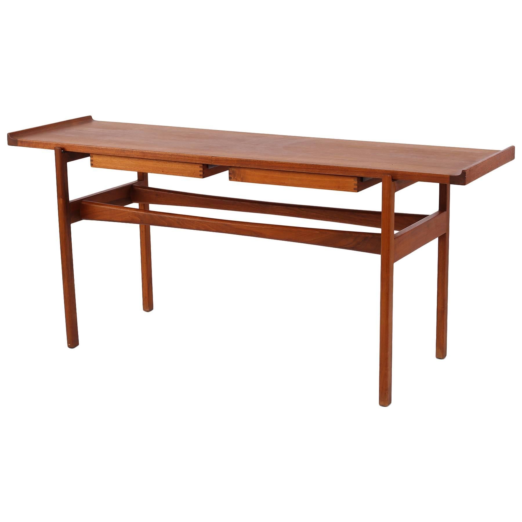Early Jens Risom Solid Teak Console or Sofa Table