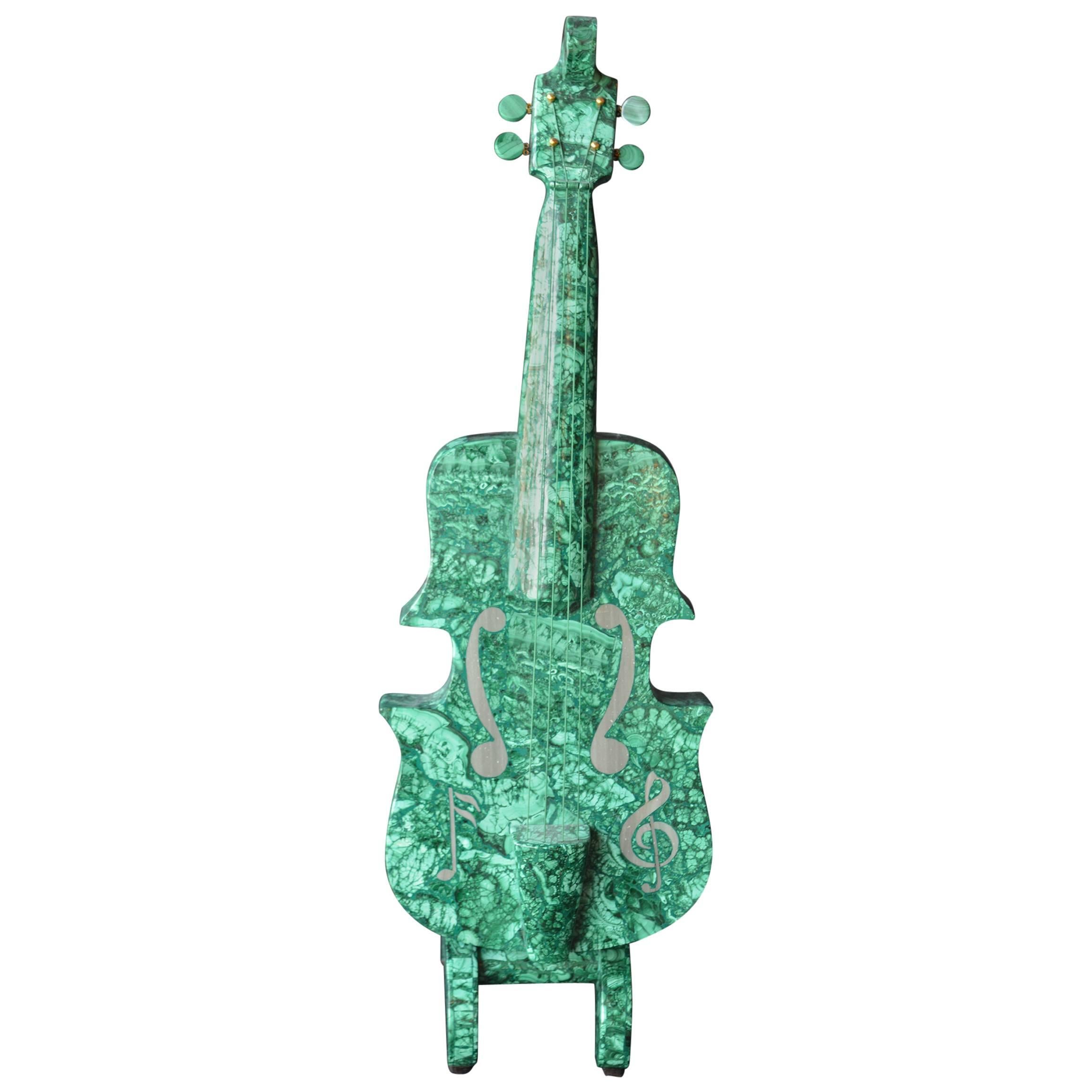 Carved Malachite Violin