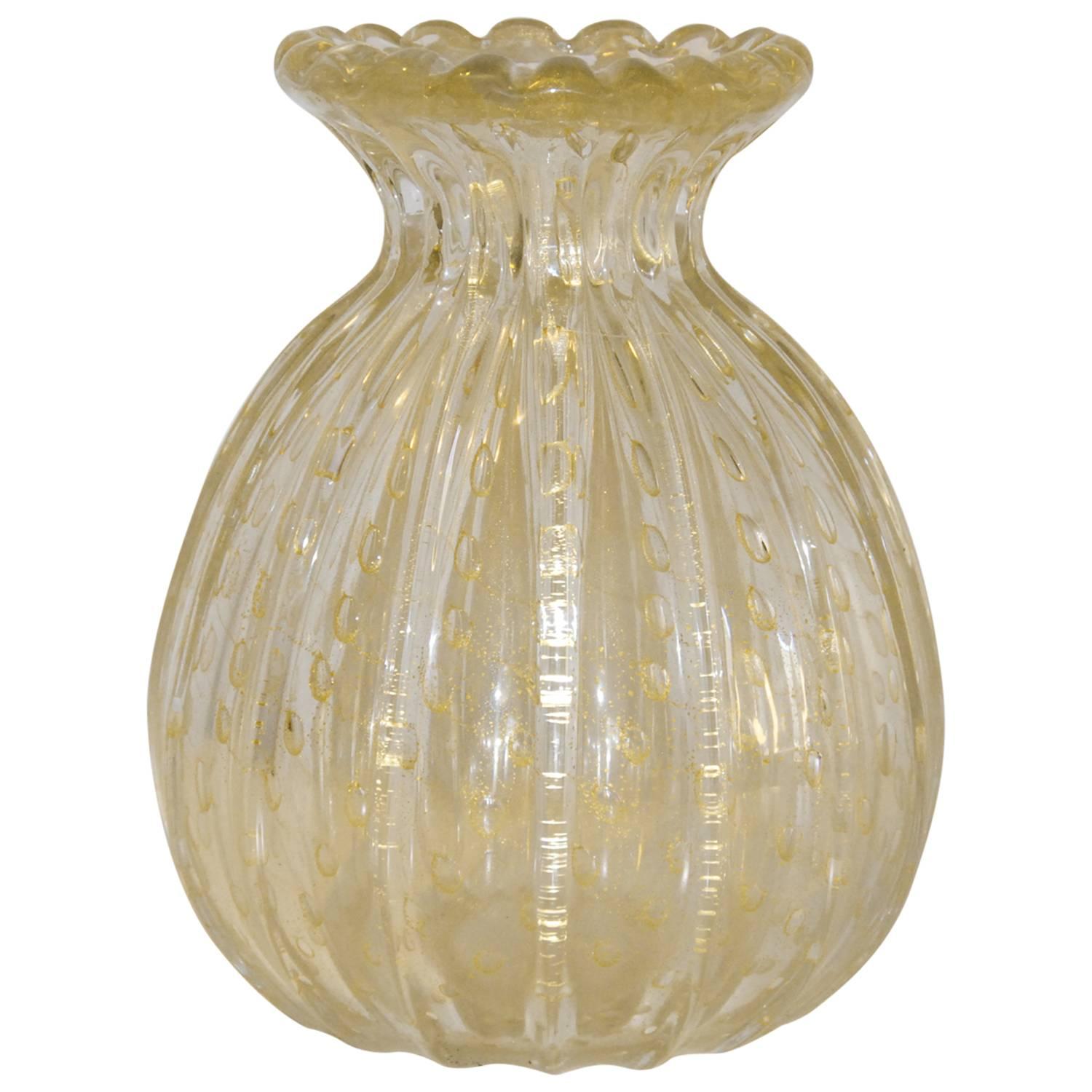 Toso Murano Controlled Bubble Glass Vase, Italy, circa 1970