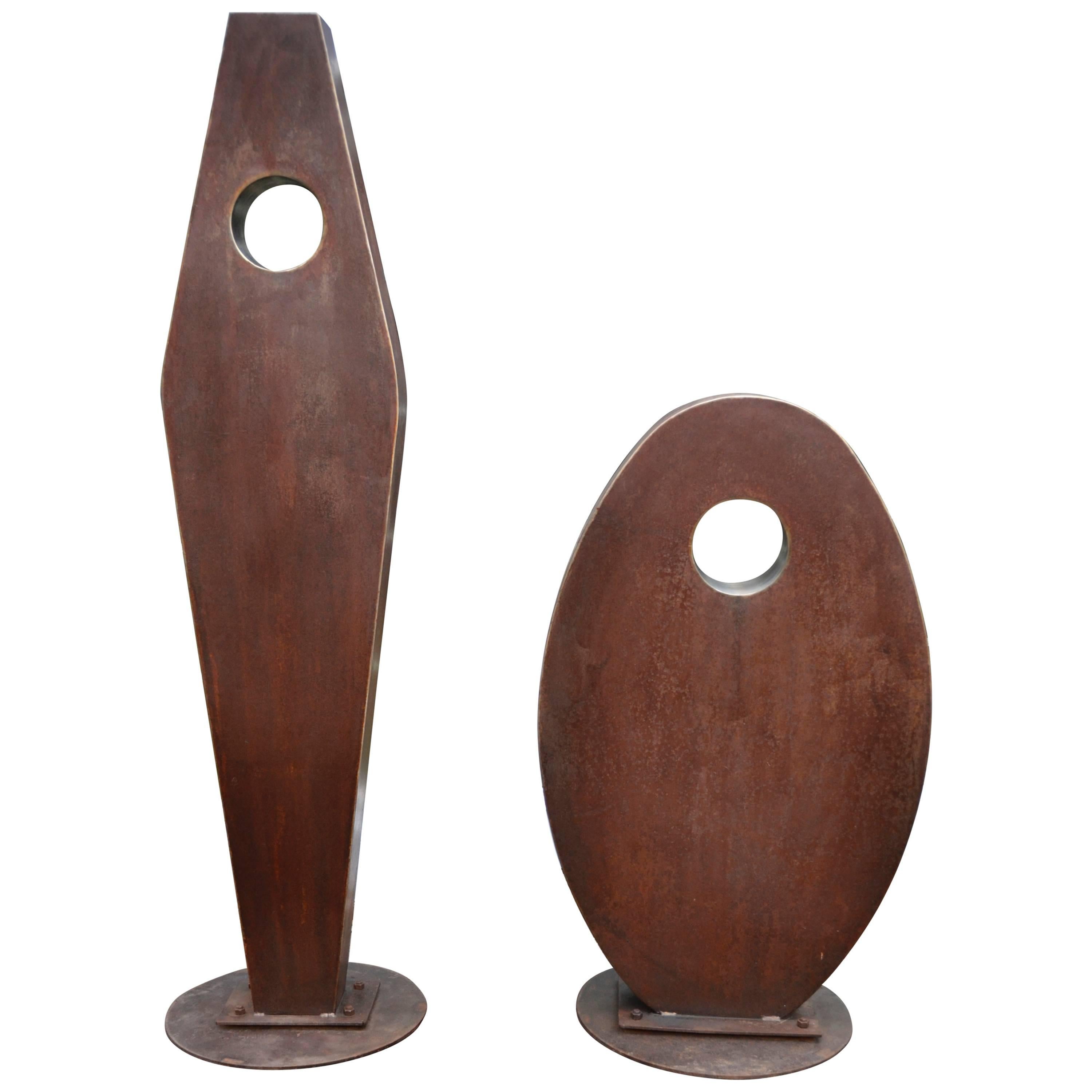 Pair of Corten Steel Sculpture by Jim Harvey Titled "The Odd Couple, circa 1970