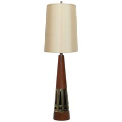 Walnut and Brass Mid-Century Lamp by Tony Paul 2