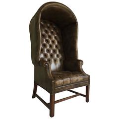 Leather Porters Chair Tufted Chesterfield Sofa Wingback