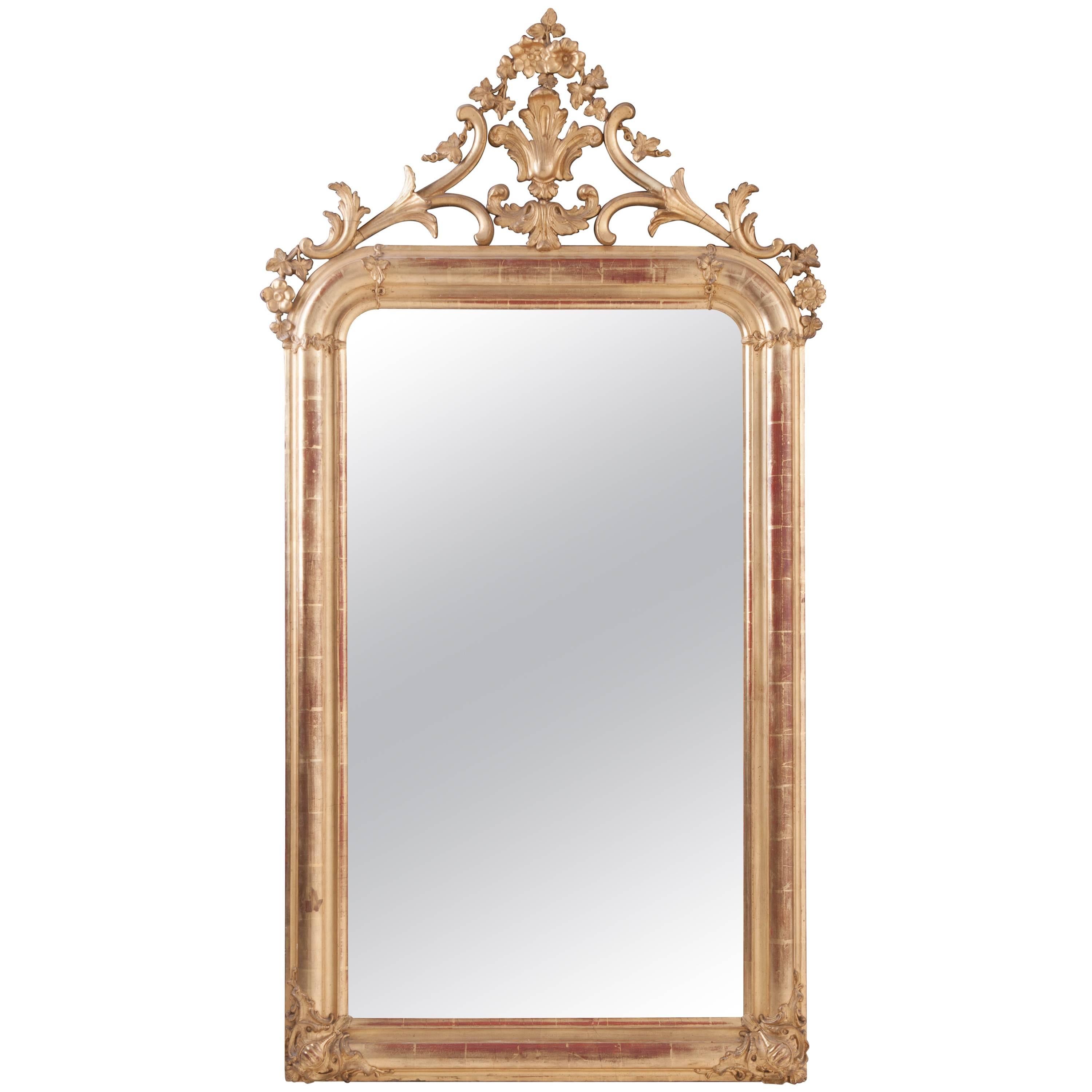 French 19th Century Transitional Gold Gilt Mirror