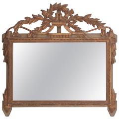 French 19th Century Louis XVI Carved Mirror with Crest