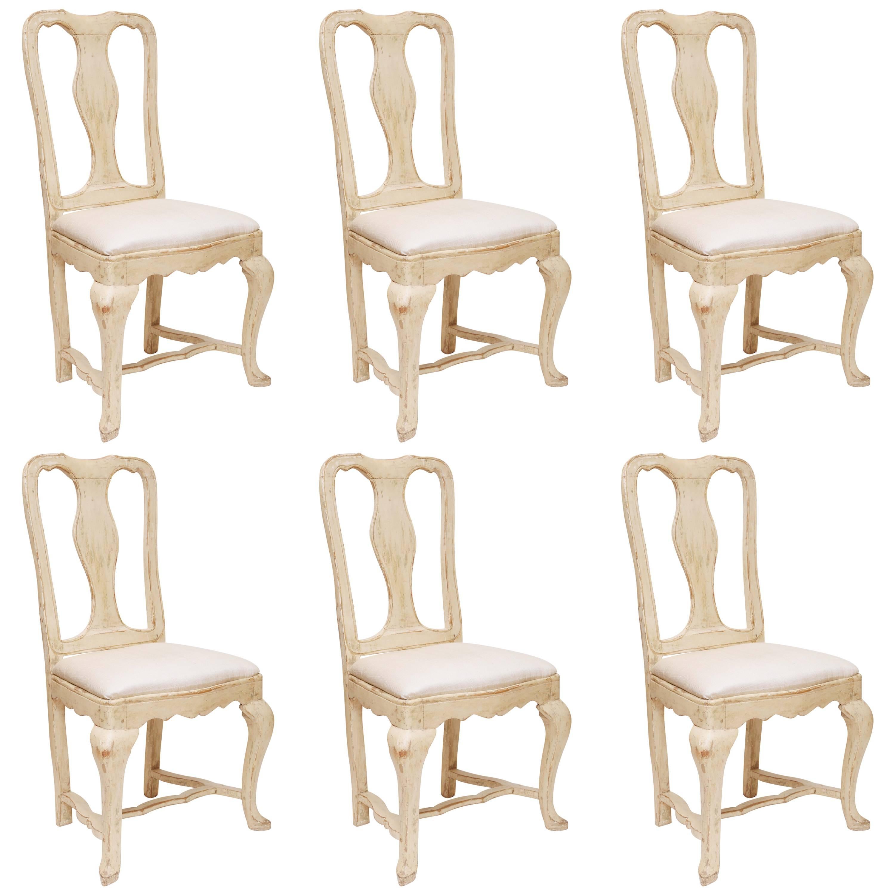 Set of Six Swedish Gustavian Period Dining Chairs