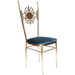 Rare Italian Chiavari Solid Brass Vanity Chair