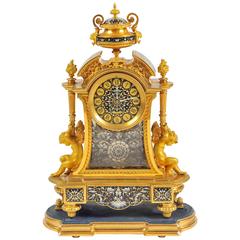 French Enamel Mantel Clock, 19th Century