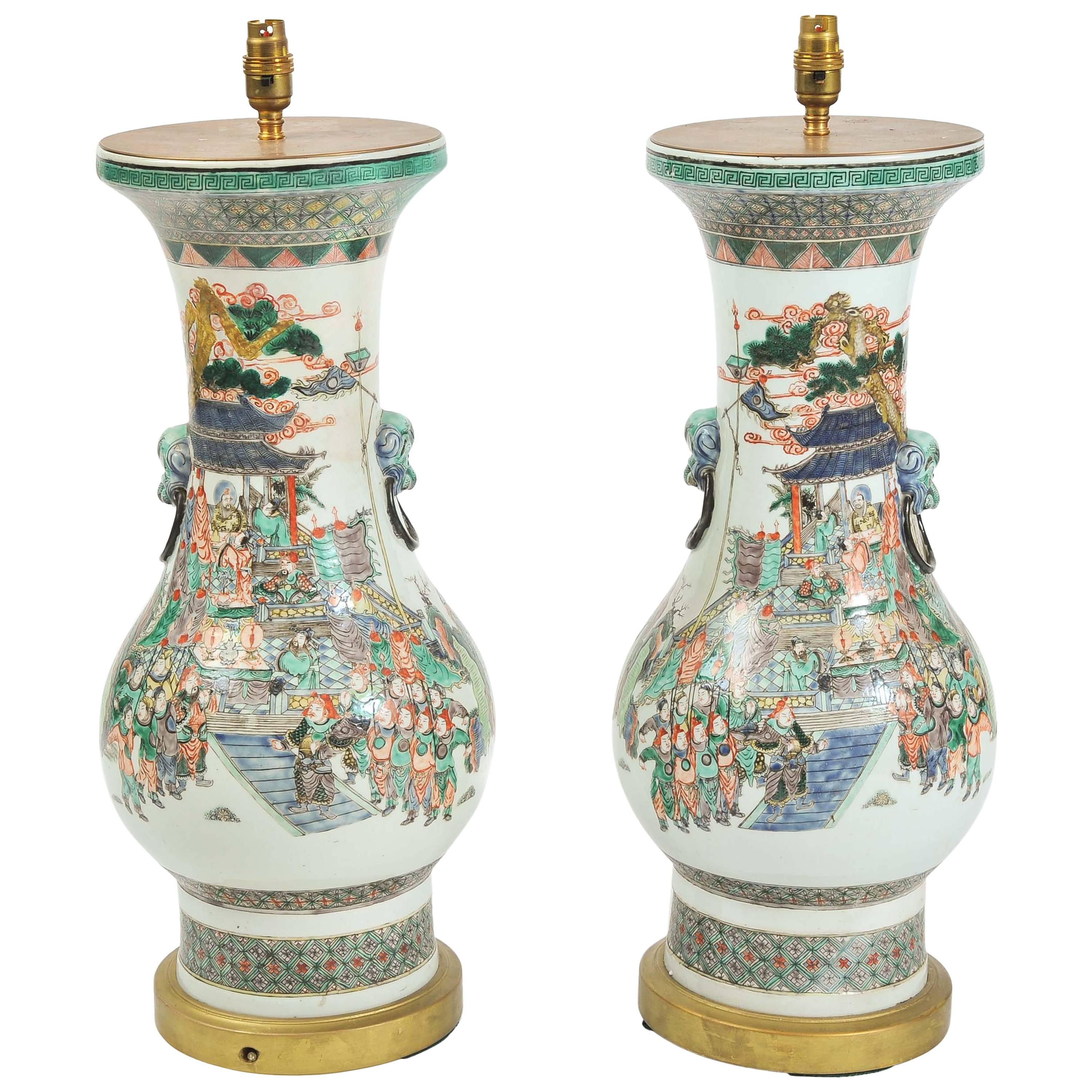 Pair of 19th Century Chinese Vases / Lamps