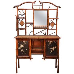 Antique Superior Chinoiserie English Bamboo Sideboard