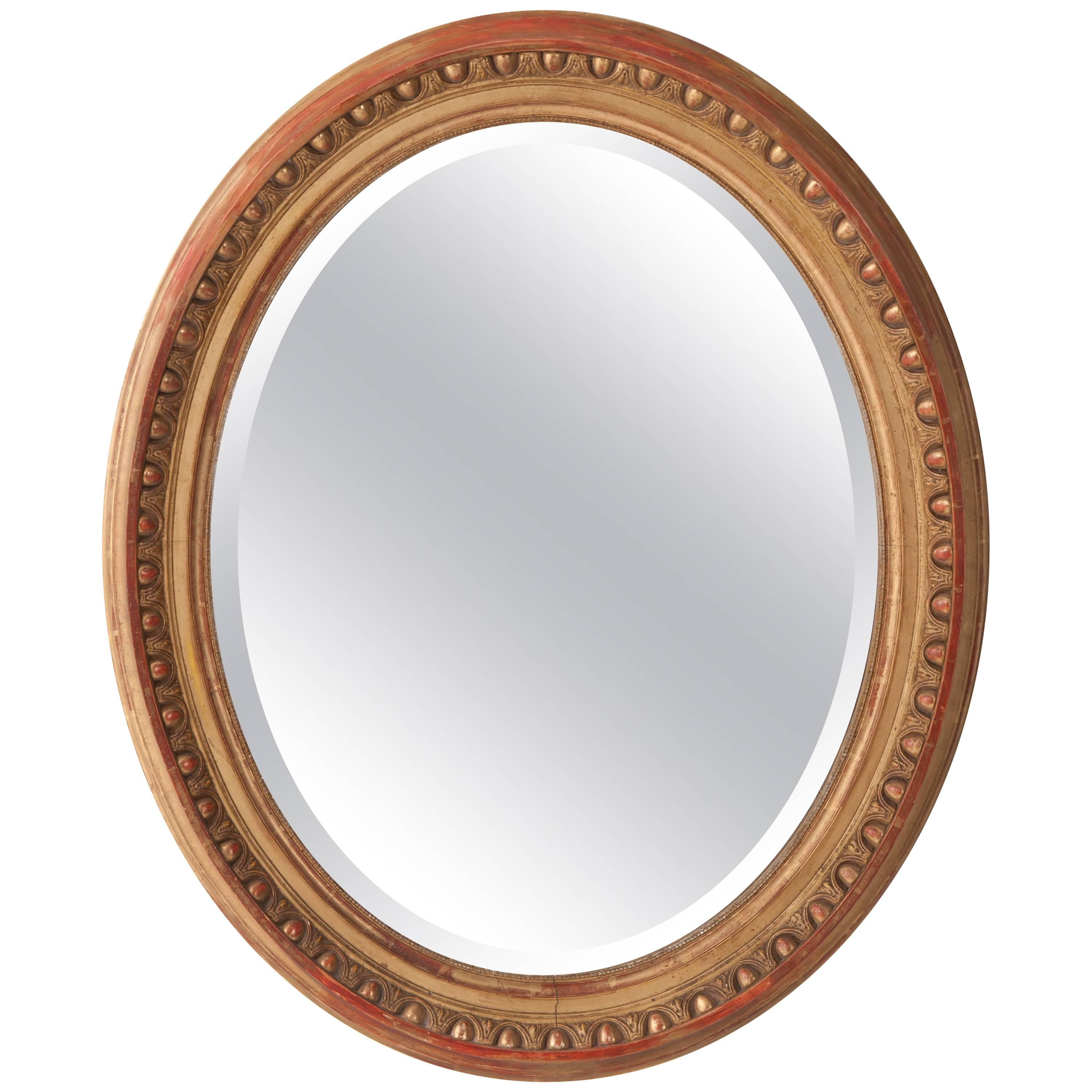 French 19th Century Oval Giltwood Mirror