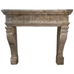 Antique 17th Century Carved Mantel from Troyes, France