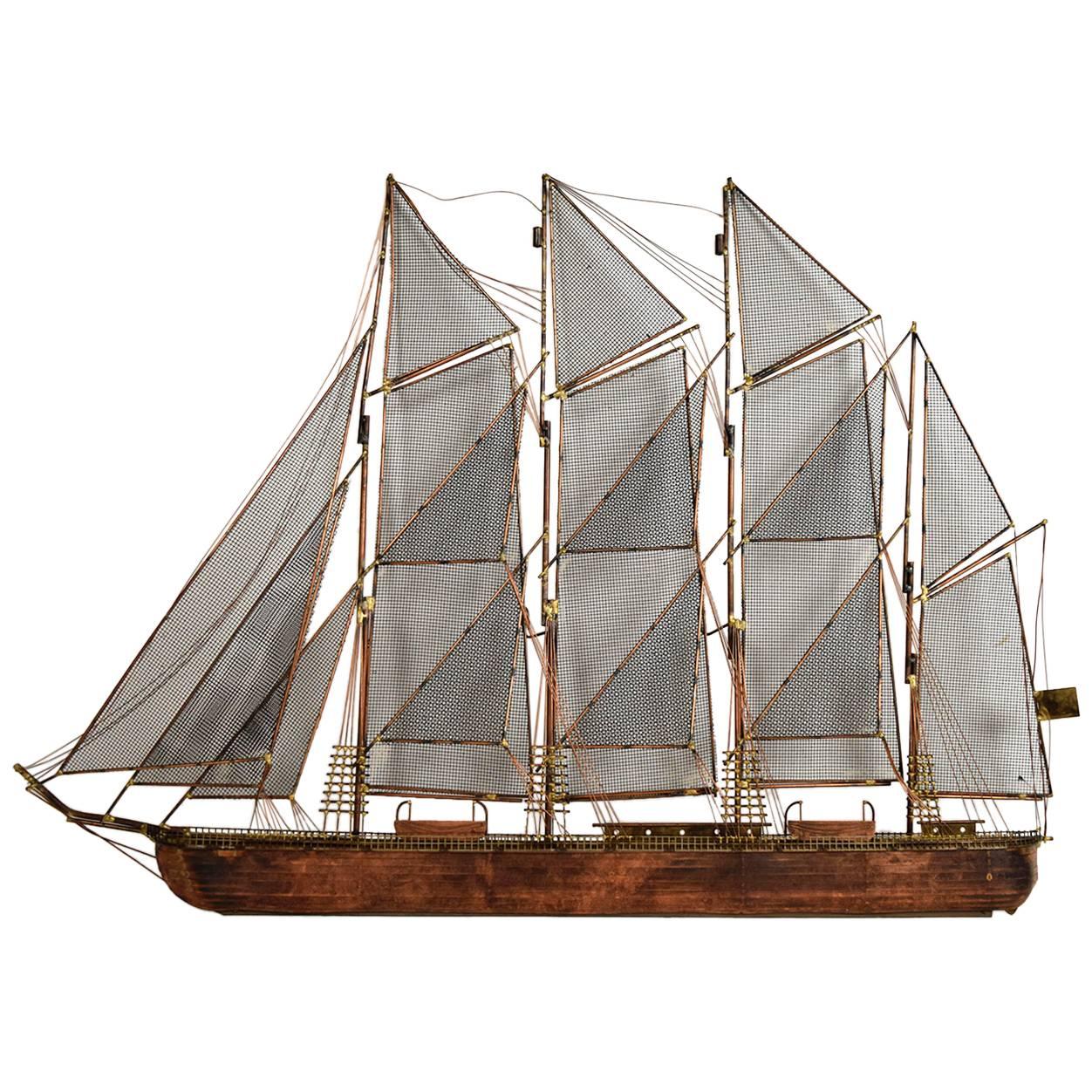 Curtis Jere Sailboat Wall Sculpture