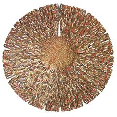 Red and Gold Iron Seaweed Wall Sculpture