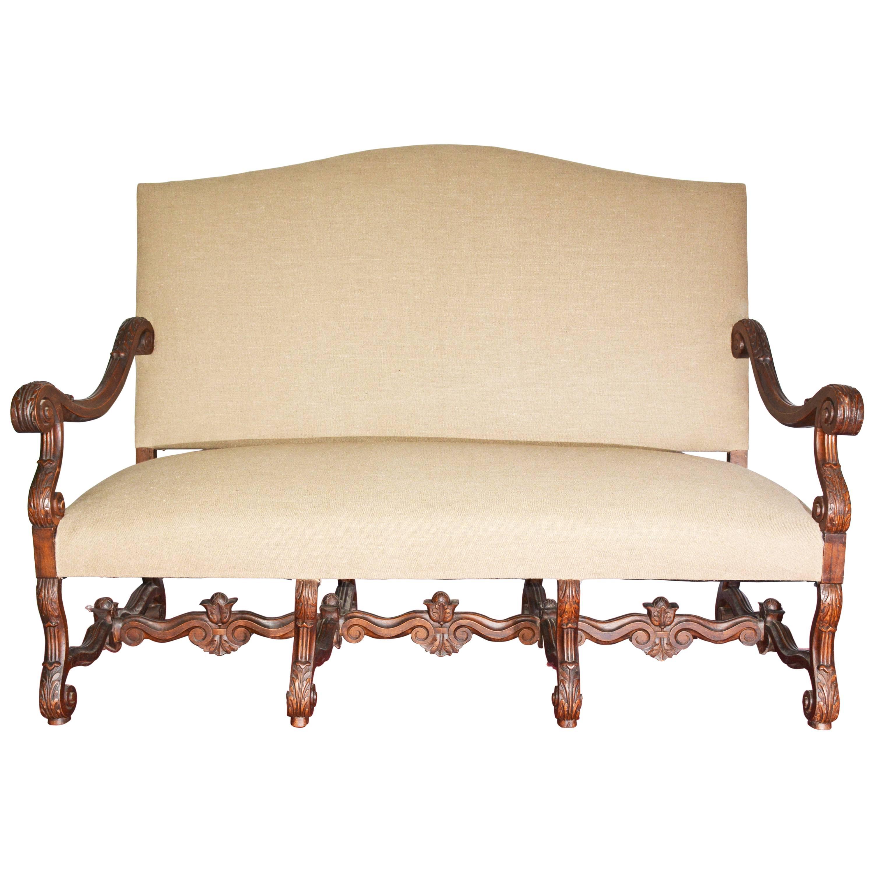 19th Century French Baroque Camelback Throne Settee For Sale