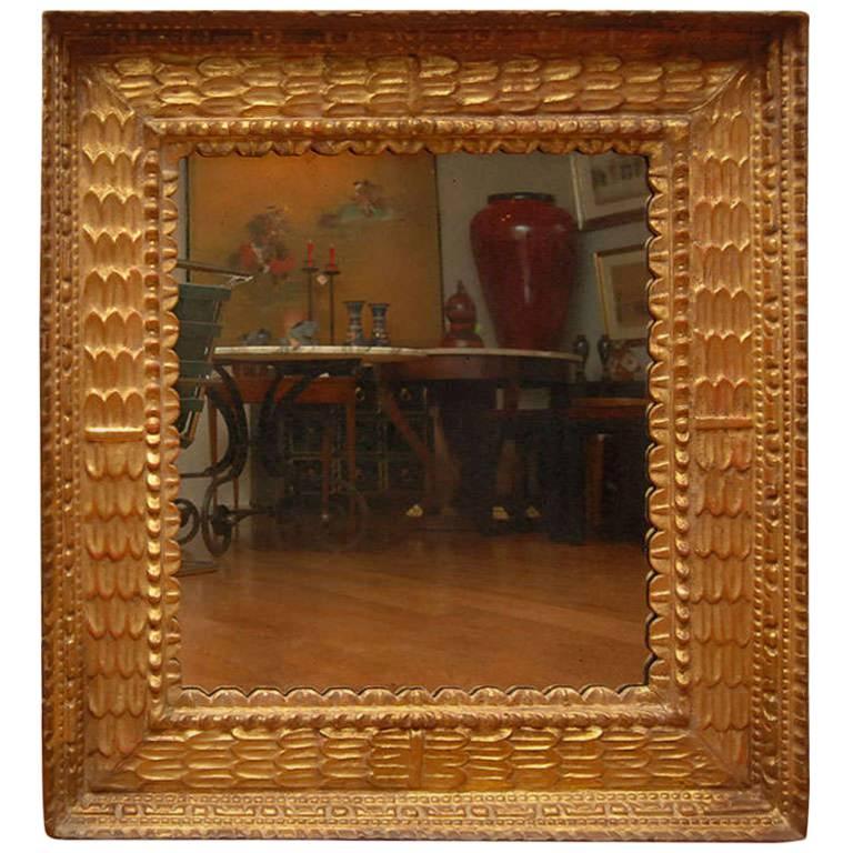 Miroir à cadre espagnol en bois doré