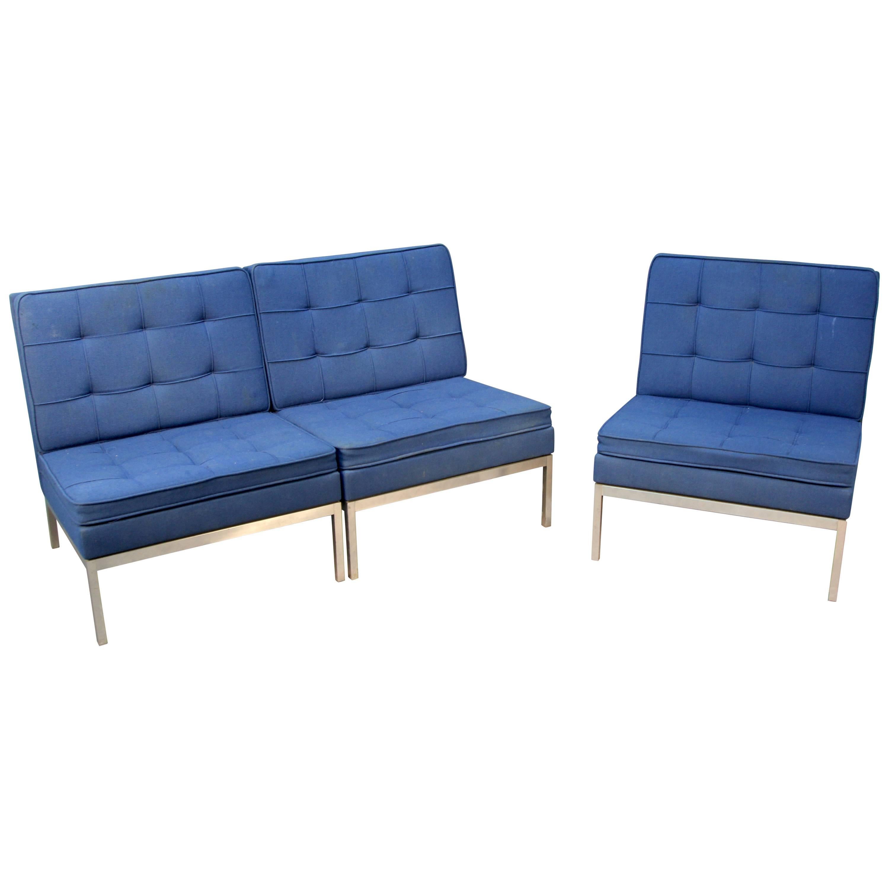 Three-Piece Knoll Sectional Sofa or Three Lounge Chairs For Sale