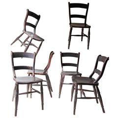 Scottish Stained Elm and Beech Oxford-Back Chapel Chairs