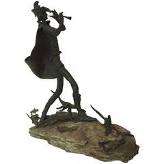 Modernist Pied Piper of Hamelin Bronze Sculpture