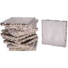 Group of Three Clear Rock Crystal Quartz Coasters