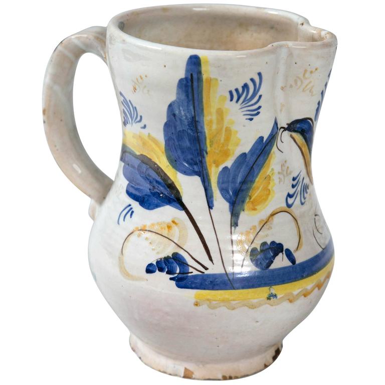 French Faience Pottery Pitcher, circa 1900 at 1stDibs