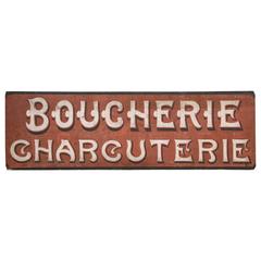 Antique Advertising Sign 'Boucherie Charcuterie, ' France, circa 1900