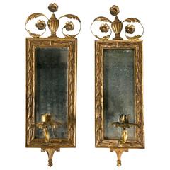 Pair Gilt Frame Mirror Sconces, Italy, circa 1920