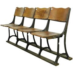 Victorian / Edwardian Folding Wooden Theatre Seats 7